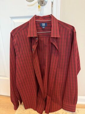 Cutter And Buck Men’s Red Checked Oxford Shirt - Size XL